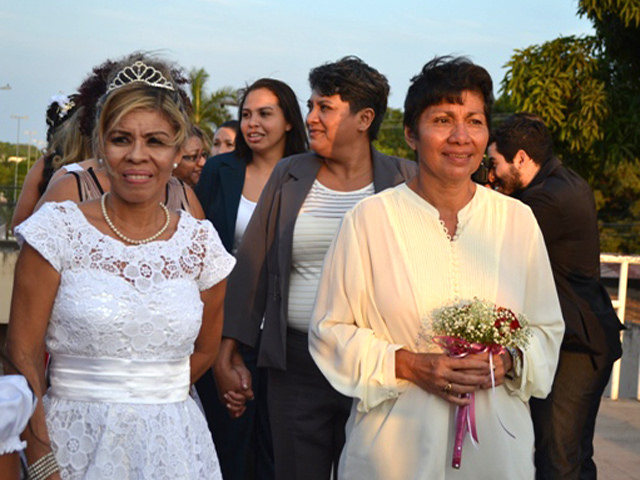 Casamento na comunidade sela a união de seis casais homoafetivos.Crédito: Divulgação/TJAP