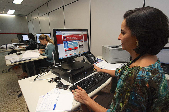 Posto de análise de processos durante a inspeção do CNJ no TJBA. Foto: Luiz Silveira/Agência CNJ