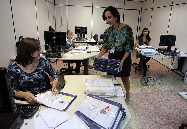 Posto de análise de processos durante a inspeção do CNJ no TJBA. Foto: Luiz Silveira/Agência CNJ