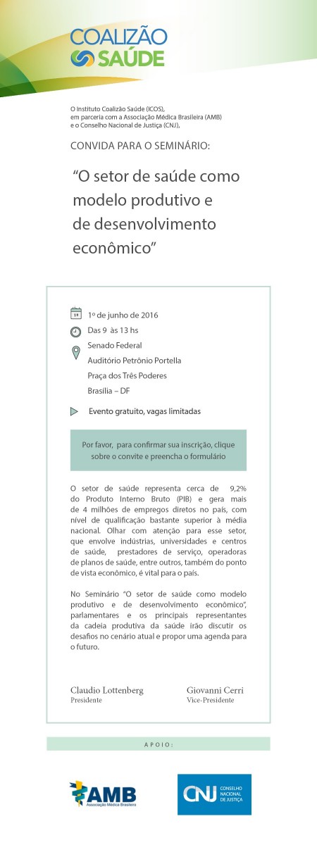 Leia mais sobre o artigo Seminário “O setor de saúde como modelo produtivo e de desenvolvimento econômico”