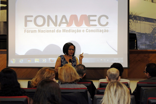 Conselheira Daldice Santana falou em reuniu00e3o do Fu00f3rum Nacional de Mediau00e7u00e3o e Conciliau00e7u00e3o (Fonamec). FOTO:G.Dettmar/AG.CNJ