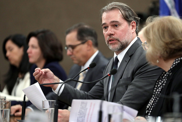 Toffoli disse que os ataques u00e0 Justiu00e7a Eleitoral estu00e3o sendo apurados para condenar os que atentaram contra o Estado Democru00e1tico brasileiro. FOTO: Roberto Jayme/Ascom/TSE