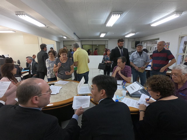 Foto de mutirão para formalização de acordos dos planos econômicos no Tribunal Regional Federal da 3ª Região (TRF3), em agosto de 2019
