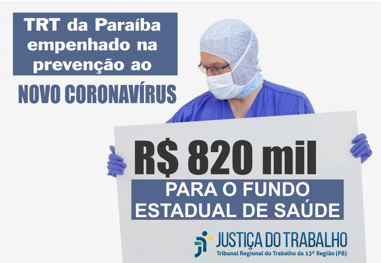 You are currently viewing TRT da Paraíba destina R$ 820 mil para enfrentamento ao coronavírus