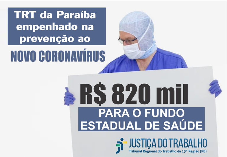 Leia mais sobre o artigo TRT da Paraíba destina R$ 820 mil para enfrentamento ao coronavírus