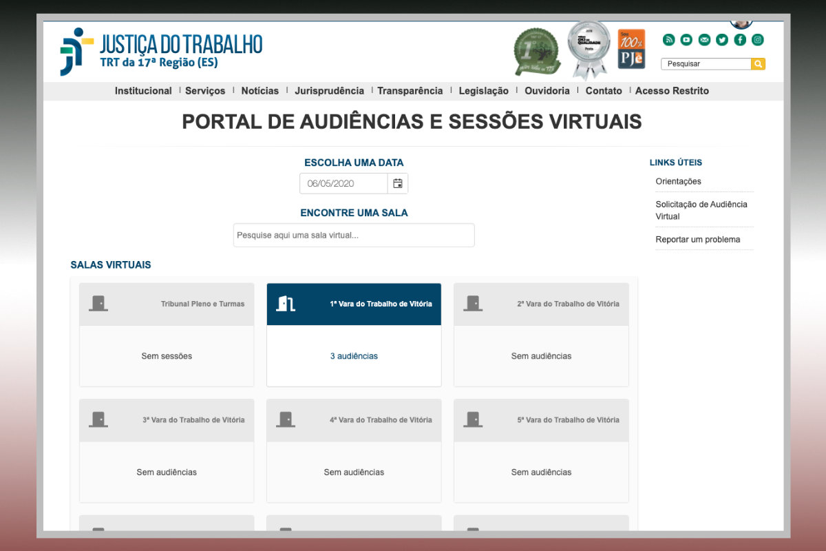 Você está visualizando atualmente ES inaugura portal para realização de audiências virtuais na Justiça do Trabalho