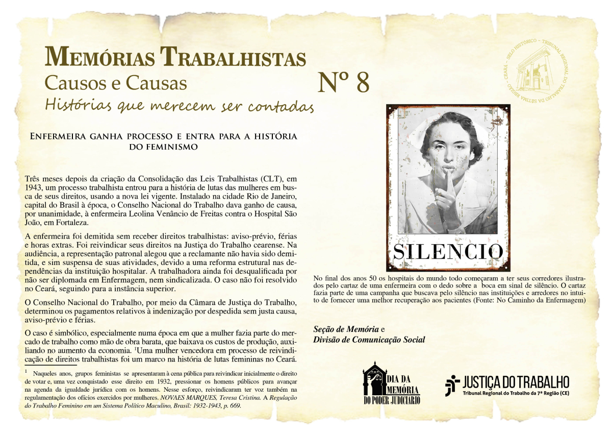 Você está visualizando atualmente Memórias Trabalhistas nº 8: Enfermeira ganha processo e entra para a história do feminismo