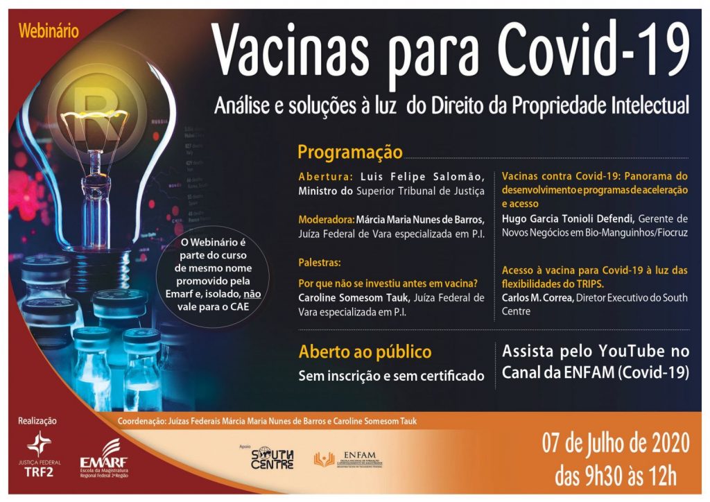 Você está visualizando atualmente Covid-19: Webinário debate o direito da propriedade intelectual na produção de vacinas