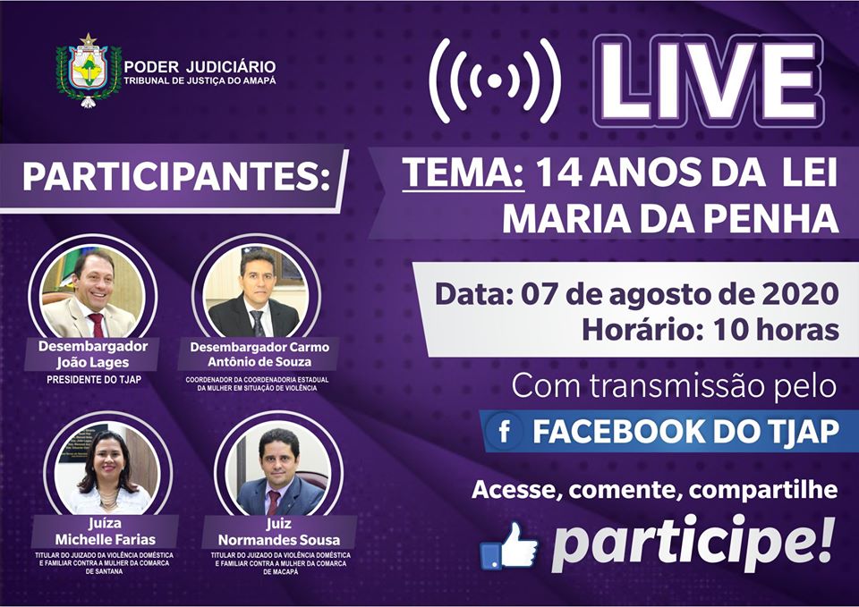 Você está visualizando atualmente Justiça do Amapá realiza live sobre 14 anos da Lei Maria da Penha nesta sexta (7/8)