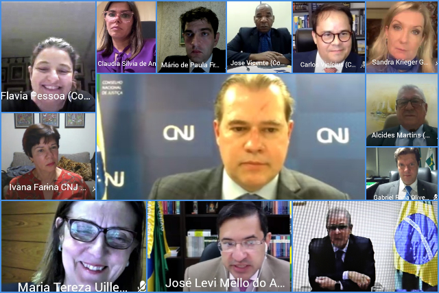 Fotomontagem com os participantes da reunião do Observatório Nacional, em 1º de setembro de 2020