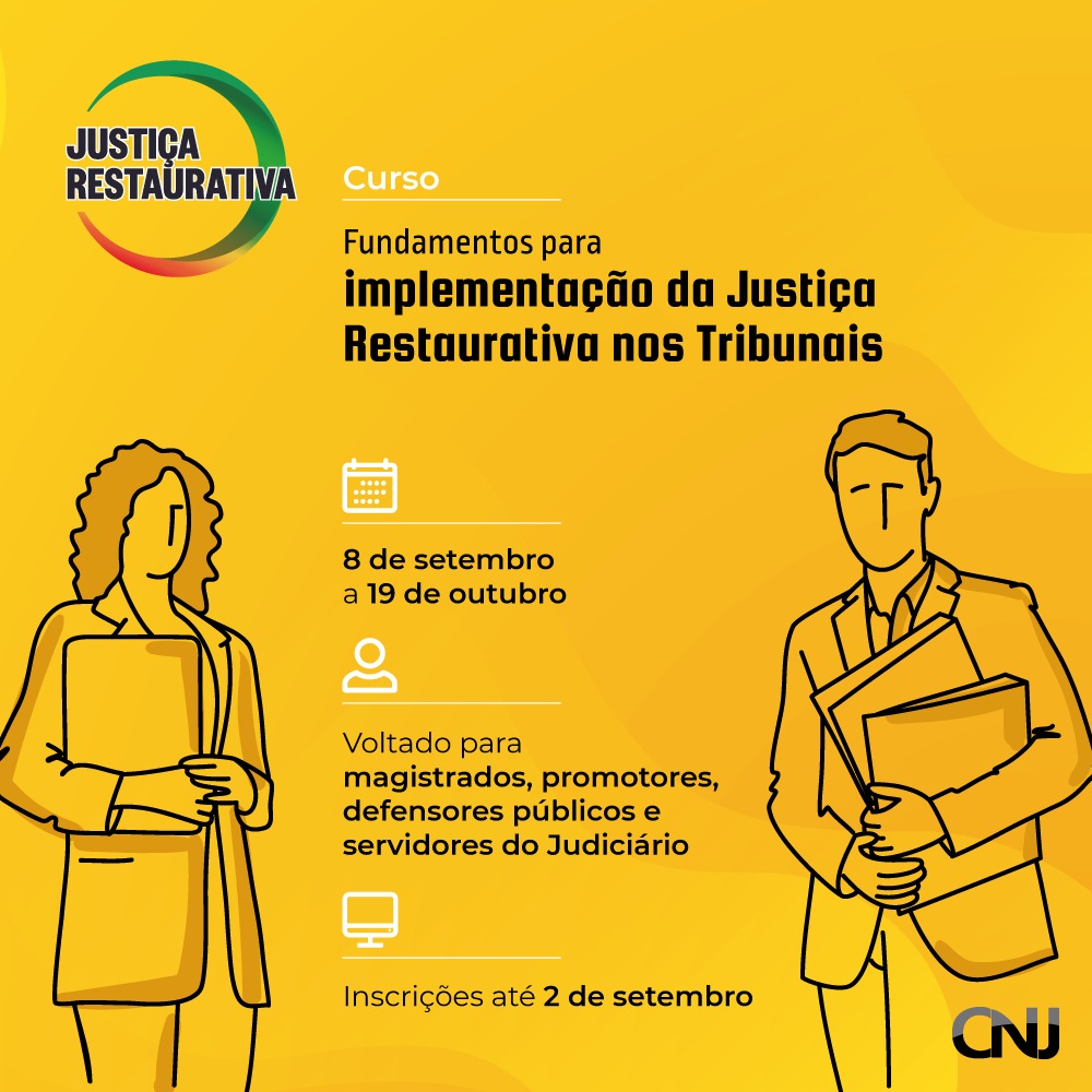 Você está visualizando atualmente Inscrições para curso sobre Justiça Restaurativa estão abertas até quarta-feira (2/9)
