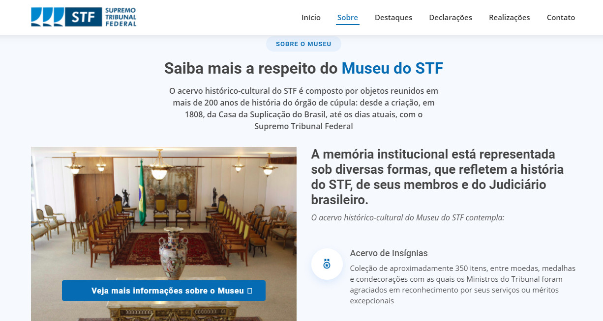 Você está visualizando atualmente Museu do Supremo ganha hotsite que mostra acervo histórico-cultural da Corte