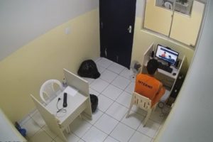 Foto da Sala de audiência de custódia por videoconferência no Tribunal de Justiça do Maranhão (TJMA).