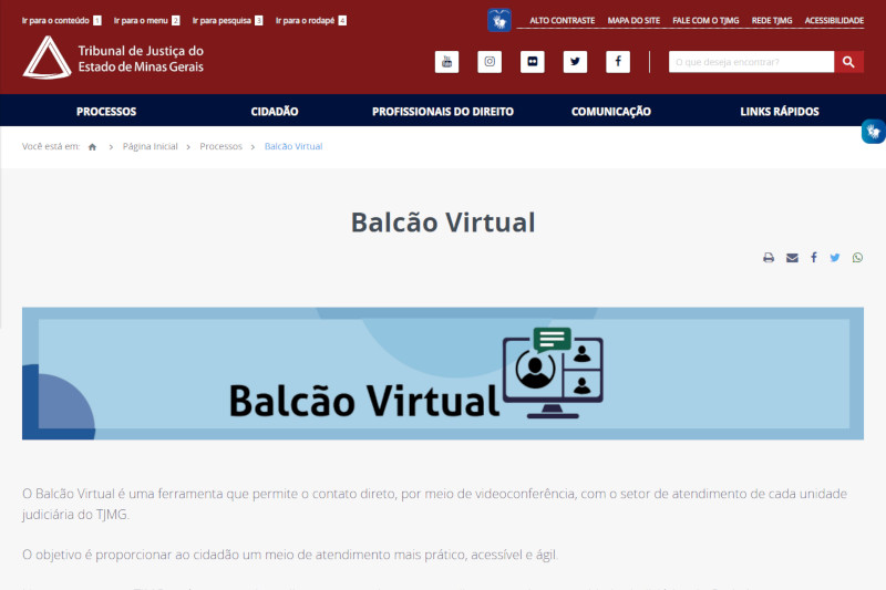 Você está visualizando atualmente Tribunal mineiro implanta projeto piloto do atendimento por Balcão Virtual