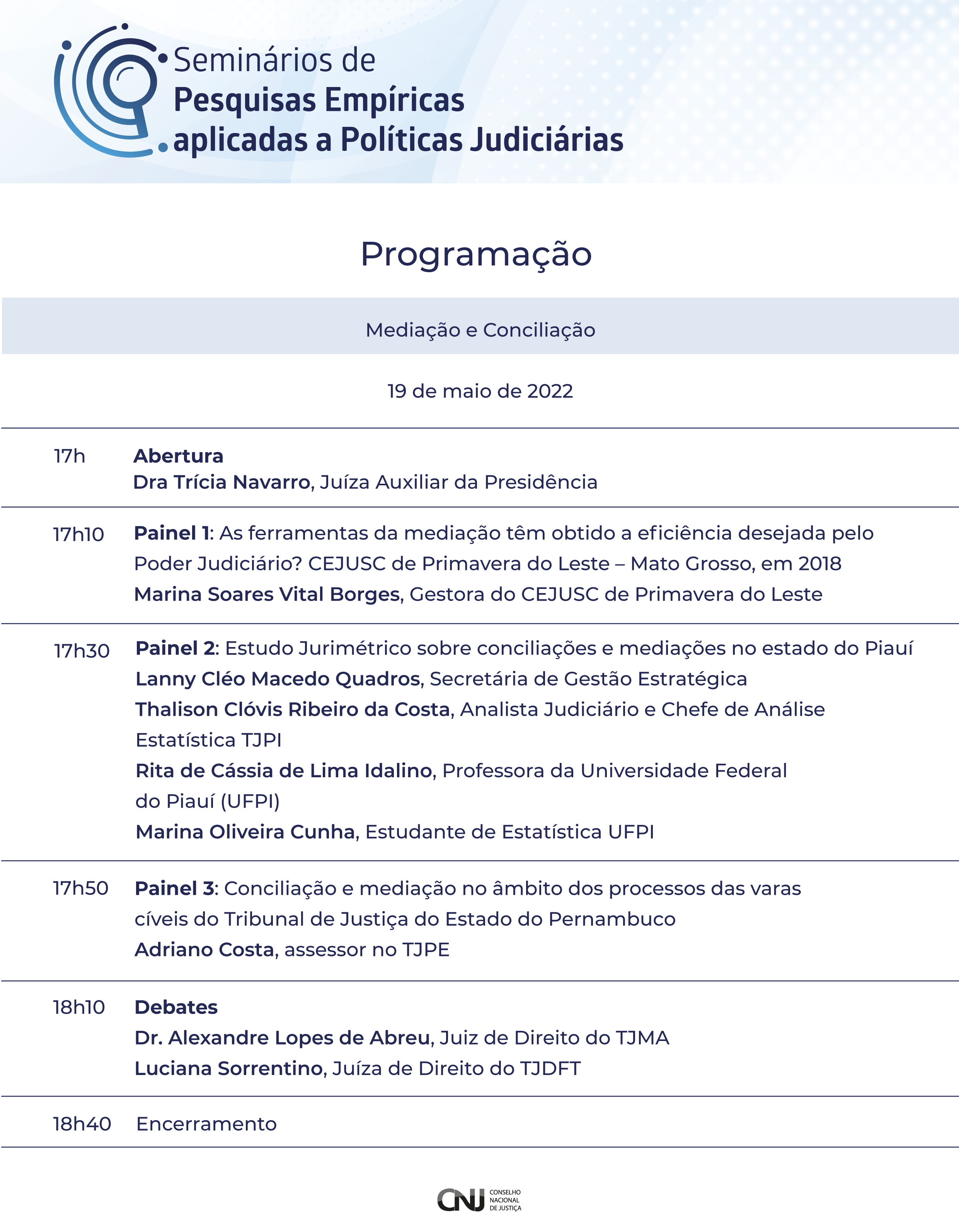 programação do evento 