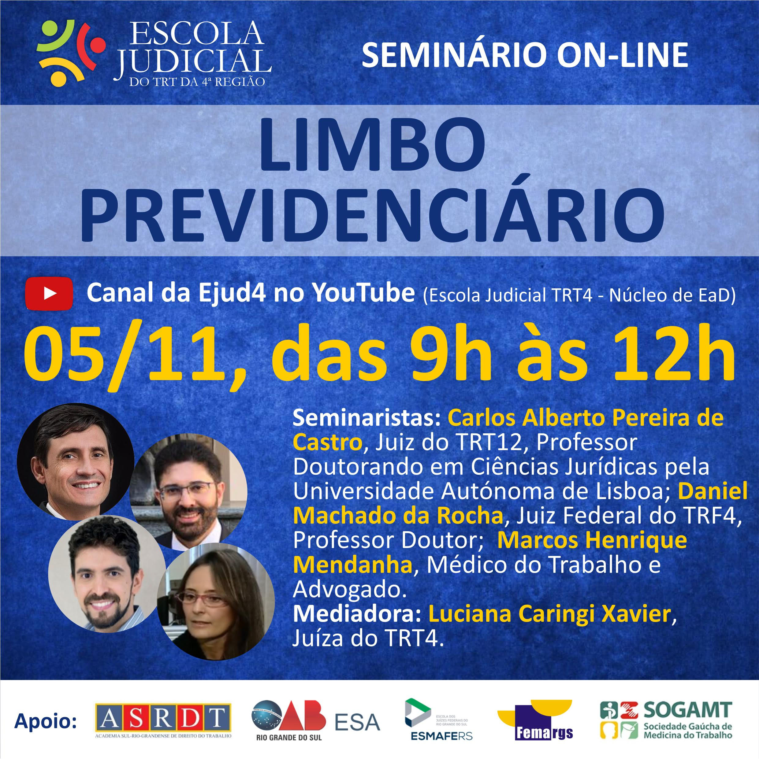 Você está visualizando atualmente Escola Judicial do TRT4 realiza seminário sobre previdência nesta sexta-feira (5/11)