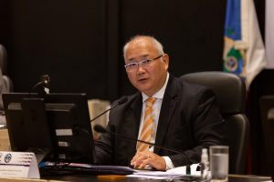 Richard Pae Kim defendeu a importância dos indicadores e das estatísticas que monitoram o alinhamento dos tribunais à Estratégia Nacional do Poder Judiciário 2021-2026 - Foto: Brunno Dantas/TJRJ