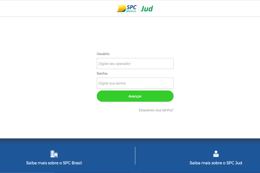 Imagem de tela de acesso ao SPCJud.