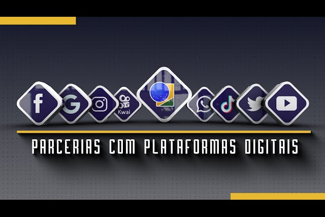 Ilustração com as logomarcas da Justiça Eleitoral e das plataformas que vão assinar a parceria. Texto: Parcerias com Plataformas Digitais.
