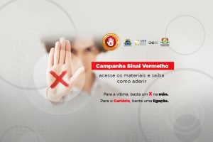 Banner de divulgação da campanha Sinal Vermelho nos cartórios.