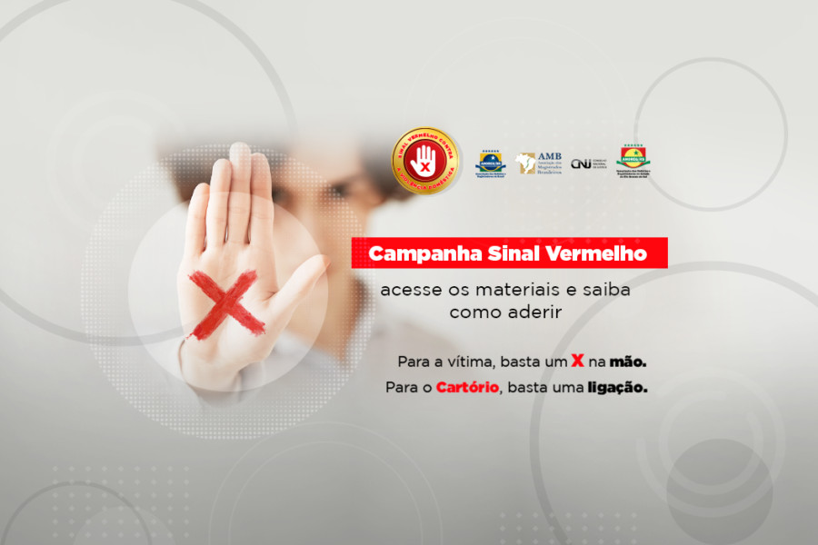 Banner de divulgação da campanha Sinal Vermelho nos cartórios.