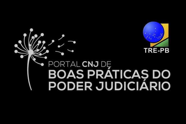 Sobre fundo preto, tem as logomarcas do Portal CNJ de Boas Práticas do Poder Judiciário e do TRE-PB