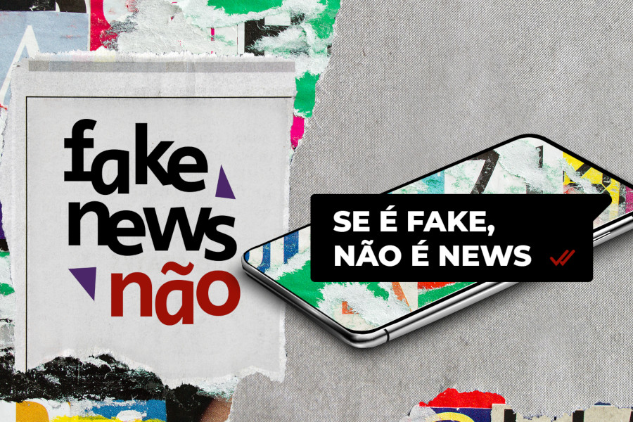 Arte de divulgação do twitaço #FakeNewsNão, com o mote "Se é faké, não é news".