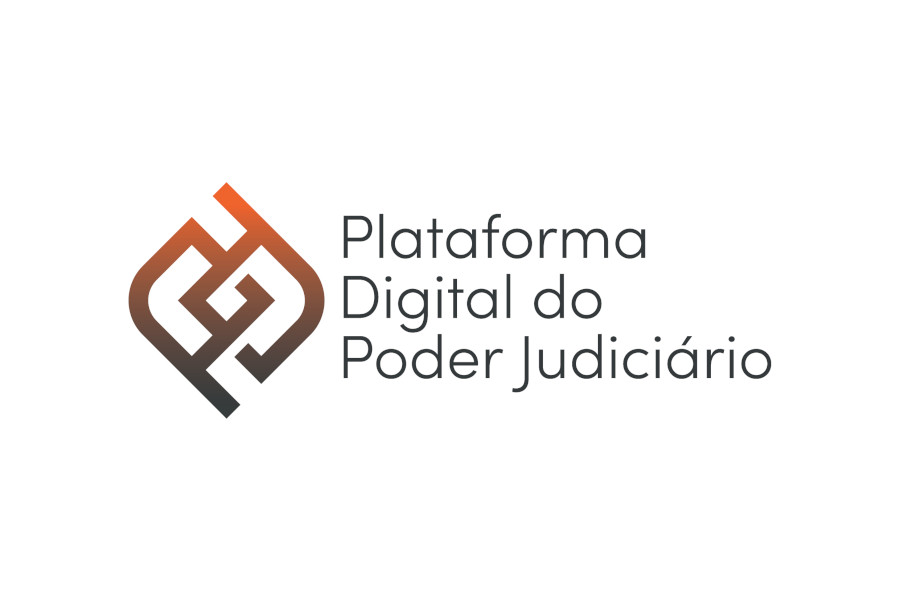 Sobre fundo branco, logomarca da Plataforma Digital do Poder Judiciário.