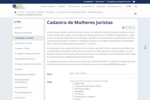 Trecho de tela do Cadastro de Mulheres Juristas no site do TRE-BA.