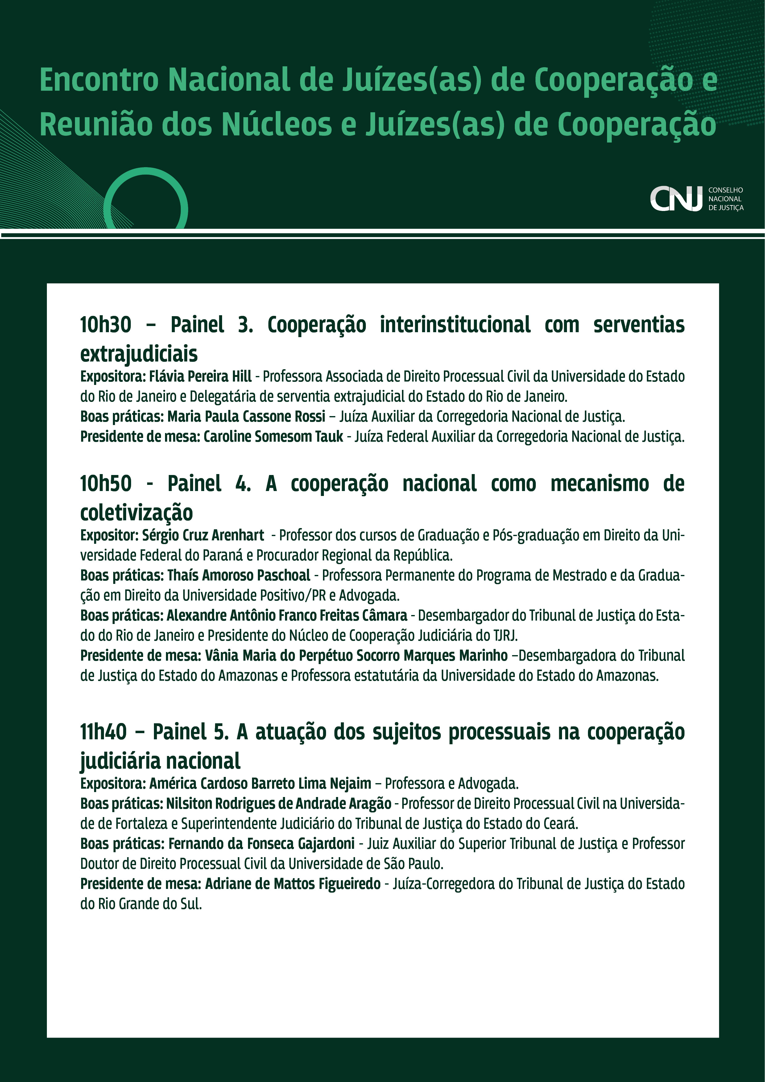 programação do Encontro Nacional de Juízes(as) de Cooperação Judiciária e Reunião dos Núcleos e Juízes(as) de Cooperação em formato jpeg - página 2