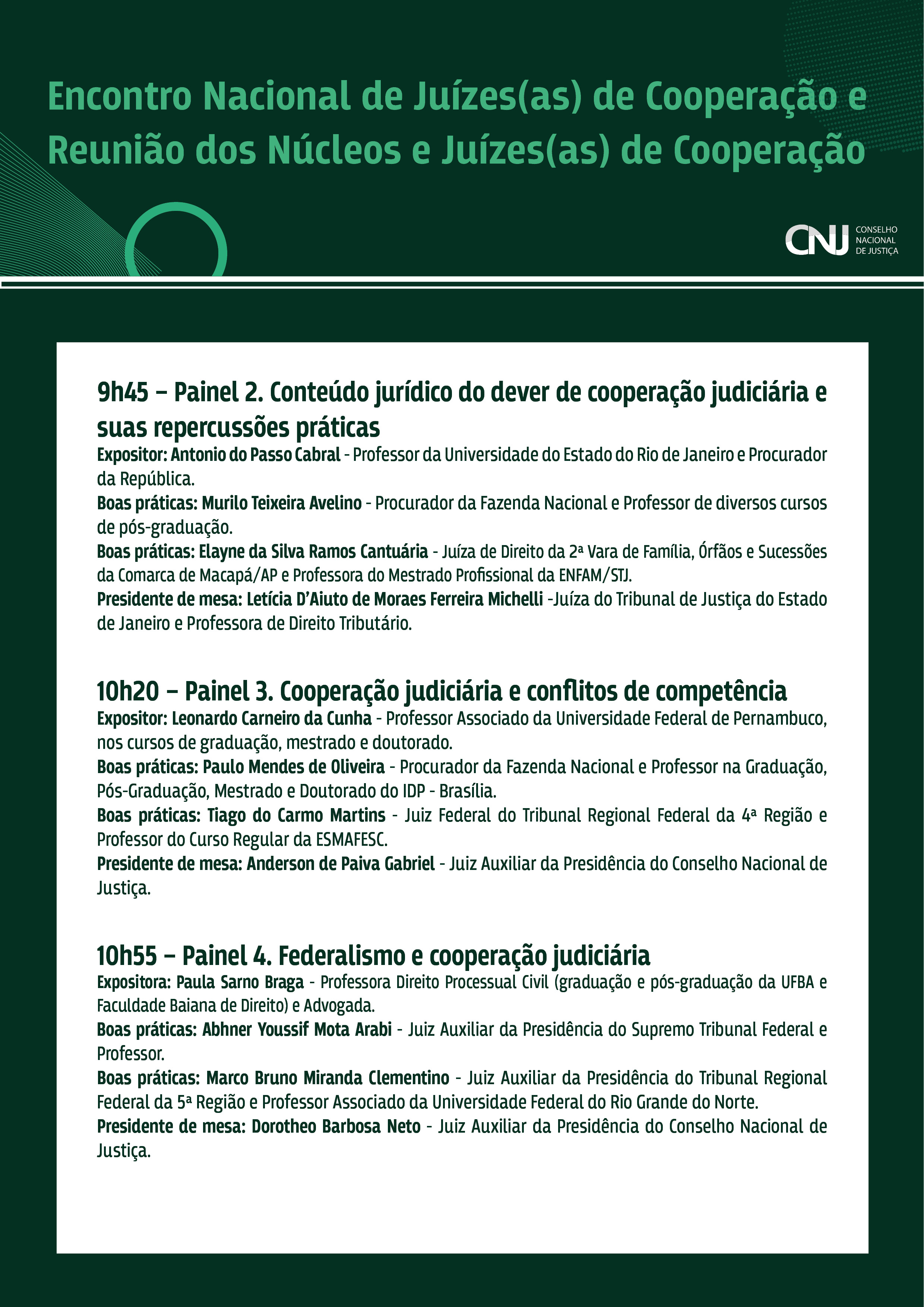 programação do Encontro Nacional de Juízes(as) de Cooperação Judiciária e Reunião dos Núcleos e Juízes(as) de Cooperação em formato jpeg - página 4