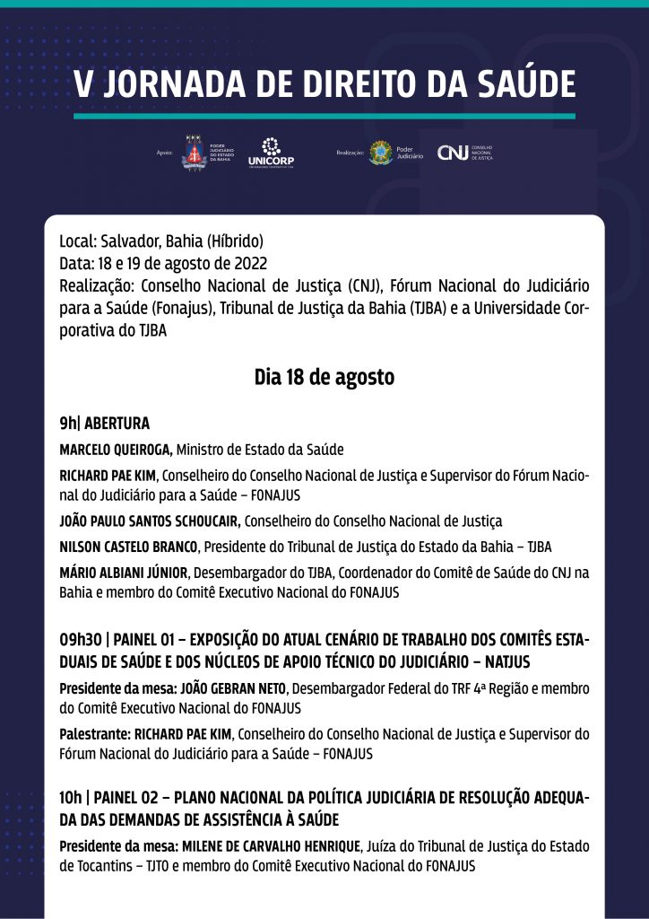 programação da 5ª Jornada Nacional de Direito da Saúde em formato jpeg