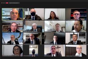 Foto mostra momento da reunião por videoconferência.