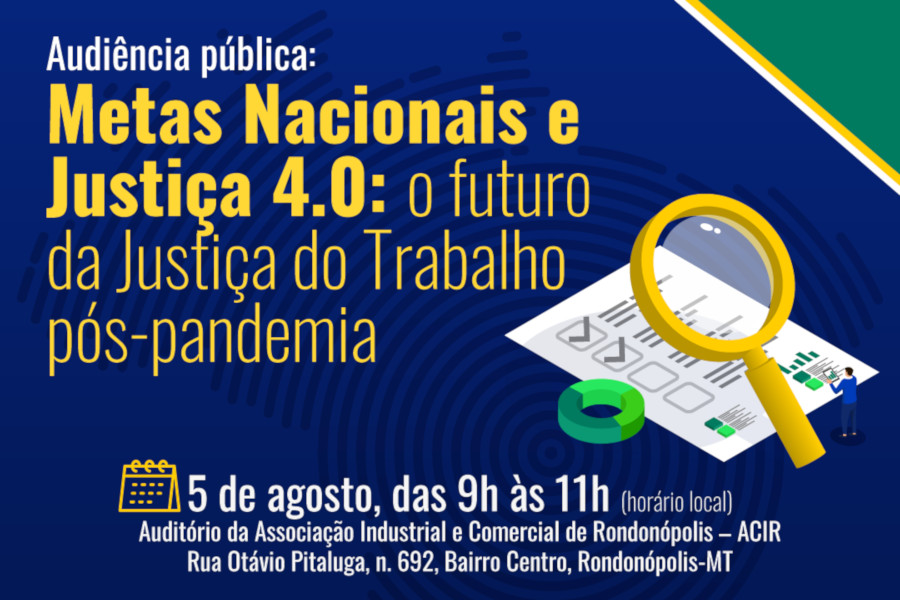 Você está visualizando atualmente Tribunal do Trabalho de MT promove audiência pública sobre metas e Justiça 4.0