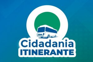Logomarca do projeto Cidadania Itinerante com a ilustração de um ônibus.