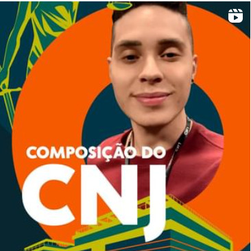 Ilustração do prédio do CNJ. Texto: Composição do CNJ.