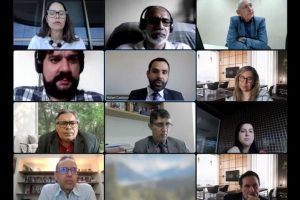 Foto mostra momento da reunião por videoconferência.