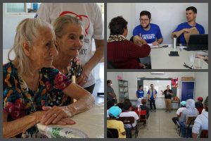 Fotomontagem mostra três momentos da ação itinerante.