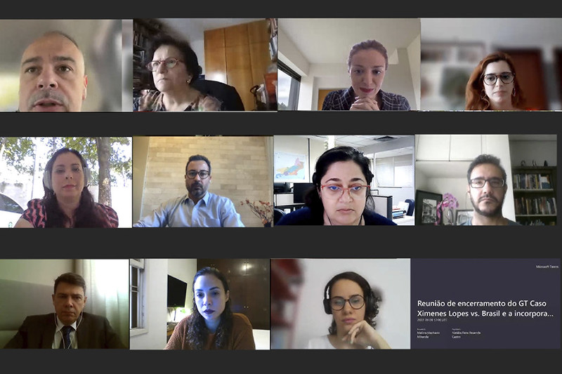 Impressão de tela de videoconferência do grupo trabalho sobre saúde mental no Judiciário