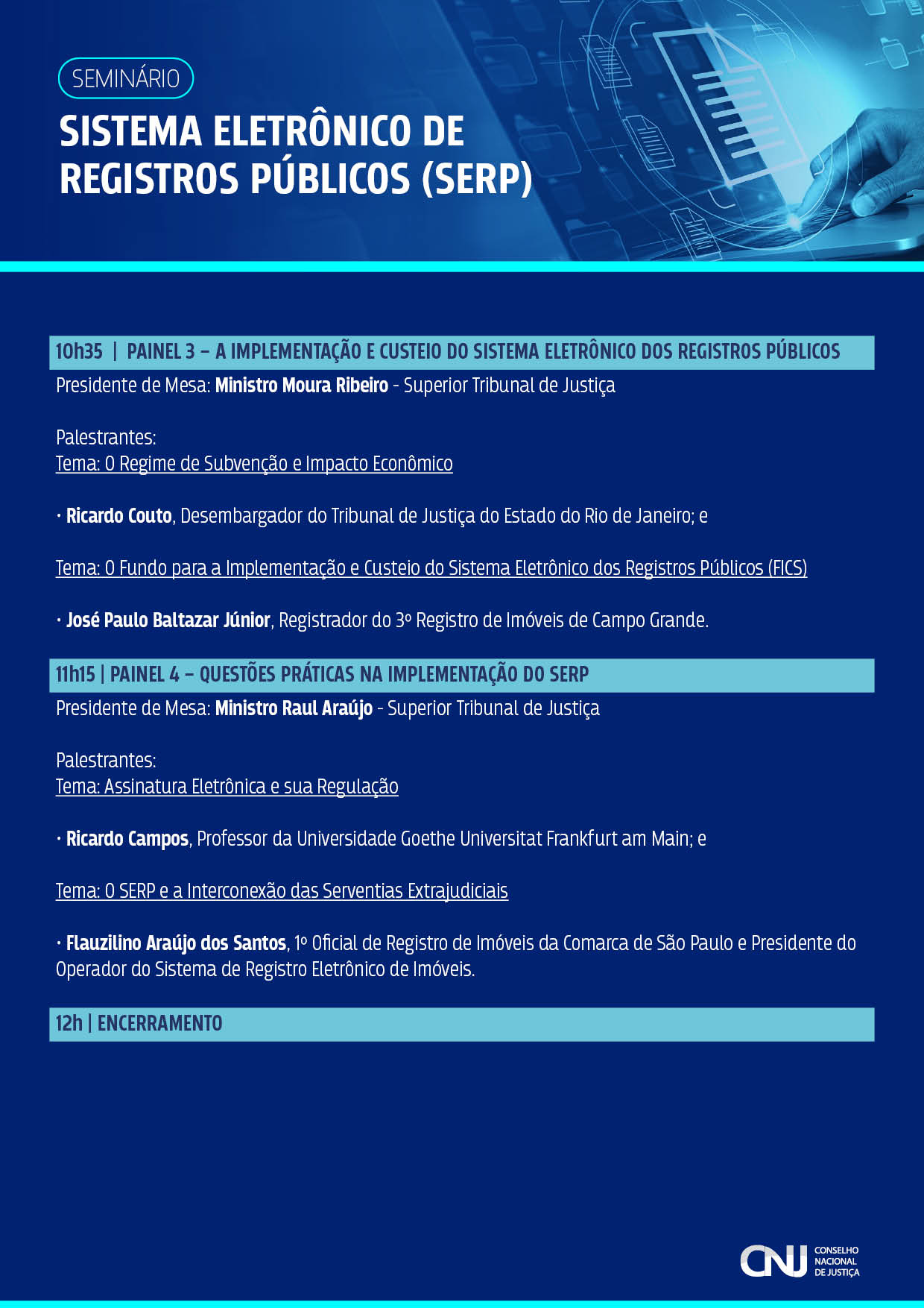 programação do Seminário Sistema Eletrônico de Registros Públicos – SERP em formato jpeg página 2