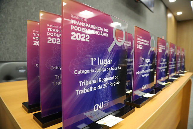 Foto de troféus do Ranking da Transparência.