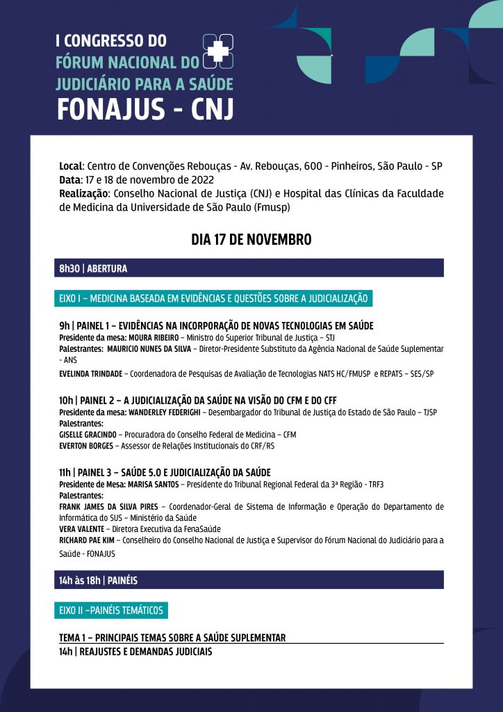 programação do I Congresso Nacional do Fonajus em formato jpeg