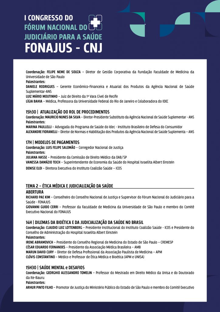 programação do I Congresso Nacional do Fonajus em formato jpeg