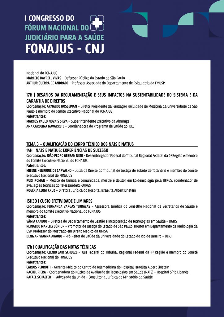 programação do I Congresso Nacional do Fonajus em formato jpeg