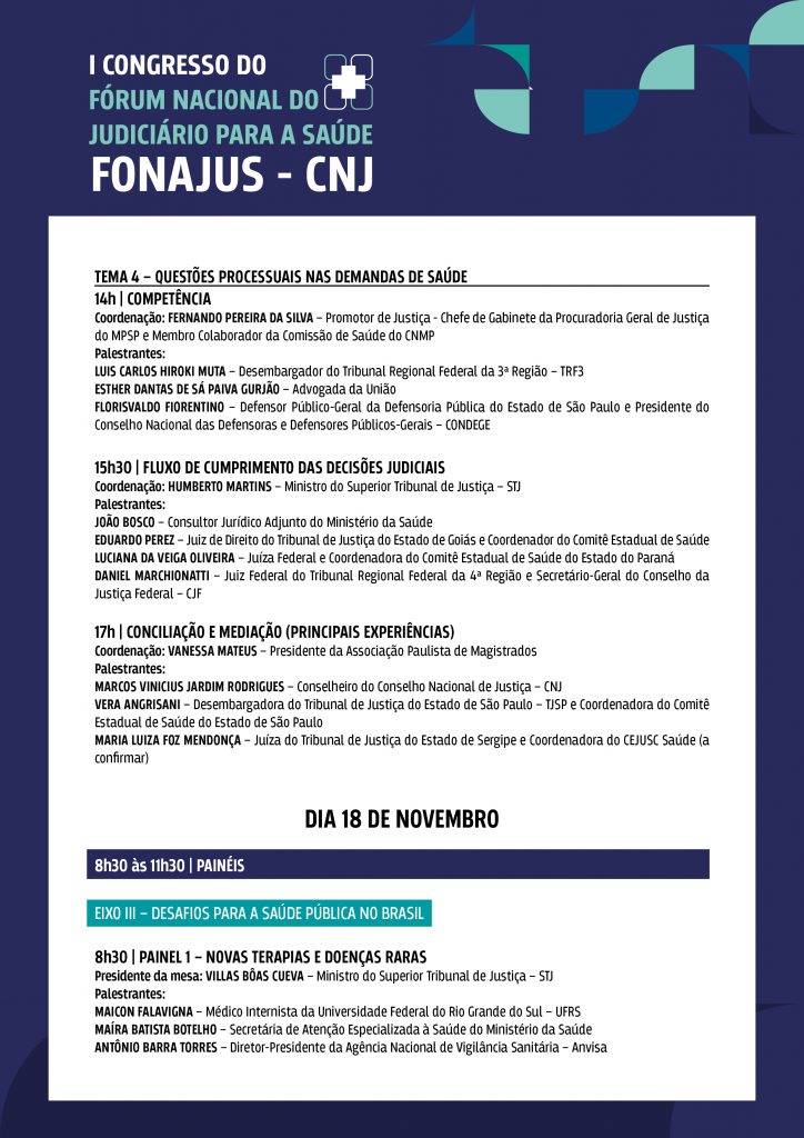 programação do I Congresso Nacional do Fonajus em formato jpeg