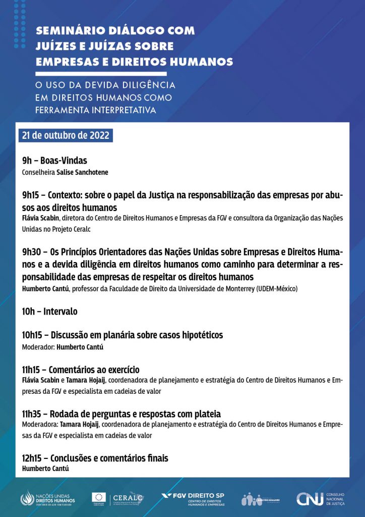 programação do Seminário Diálogo com Juízes e Juízas sobre Empresas e Direitos Humanos: o uso da devida diligência em direitos humanos como ferramenta interpretativa em formato jpeg