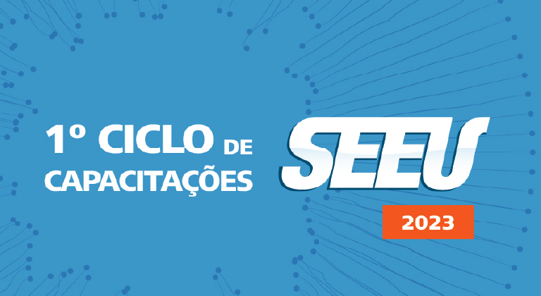 banner web da identidade visual do 1º Ciclo de Capacitação SEEU 2023 em formato jpeg medindo 768x420 pixels