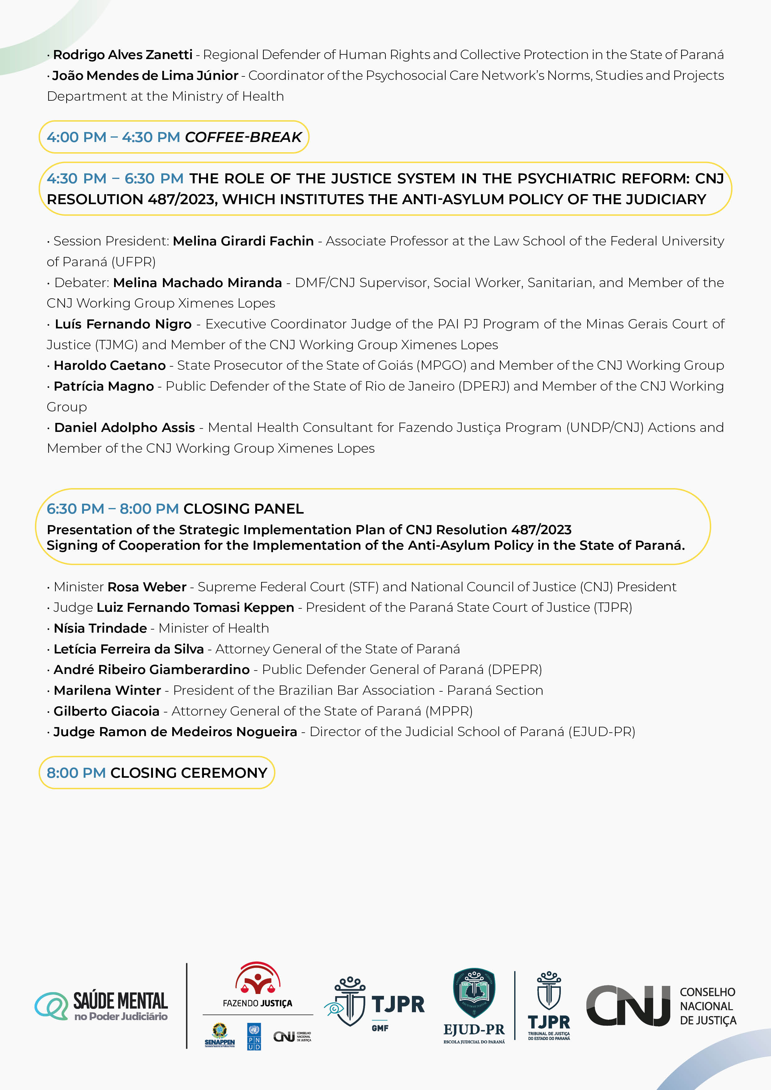 Programação do evento em inglês - formato jpg.