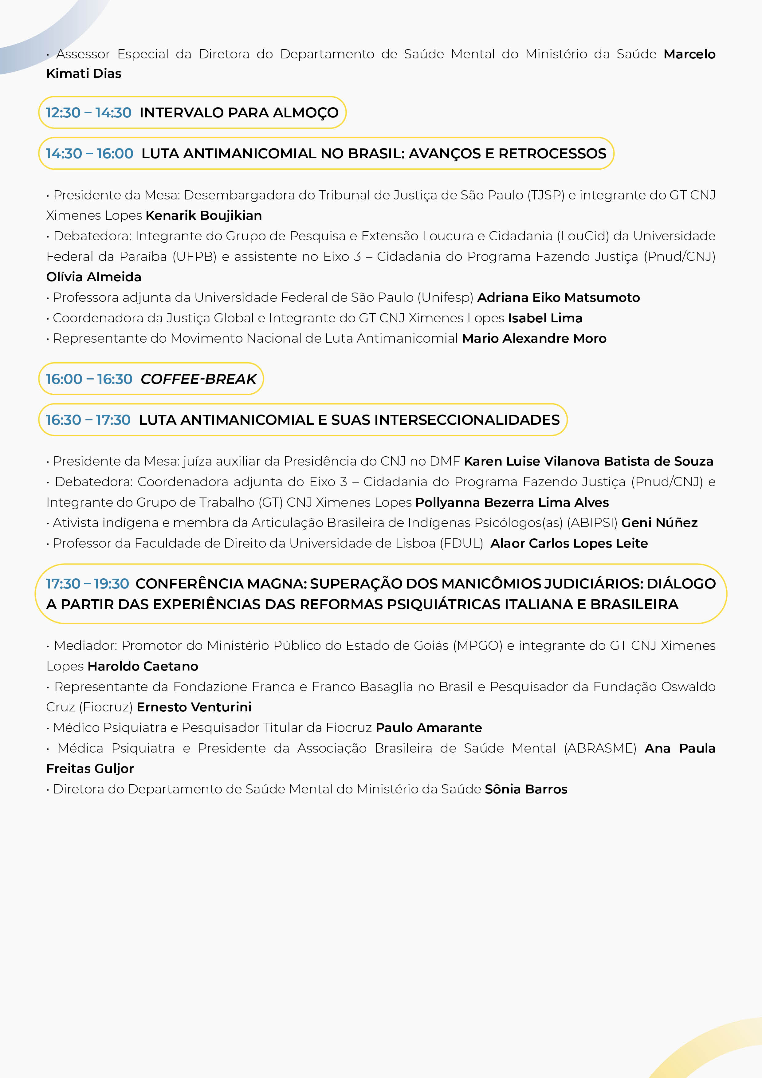 Programação do evento em formato jpg. 